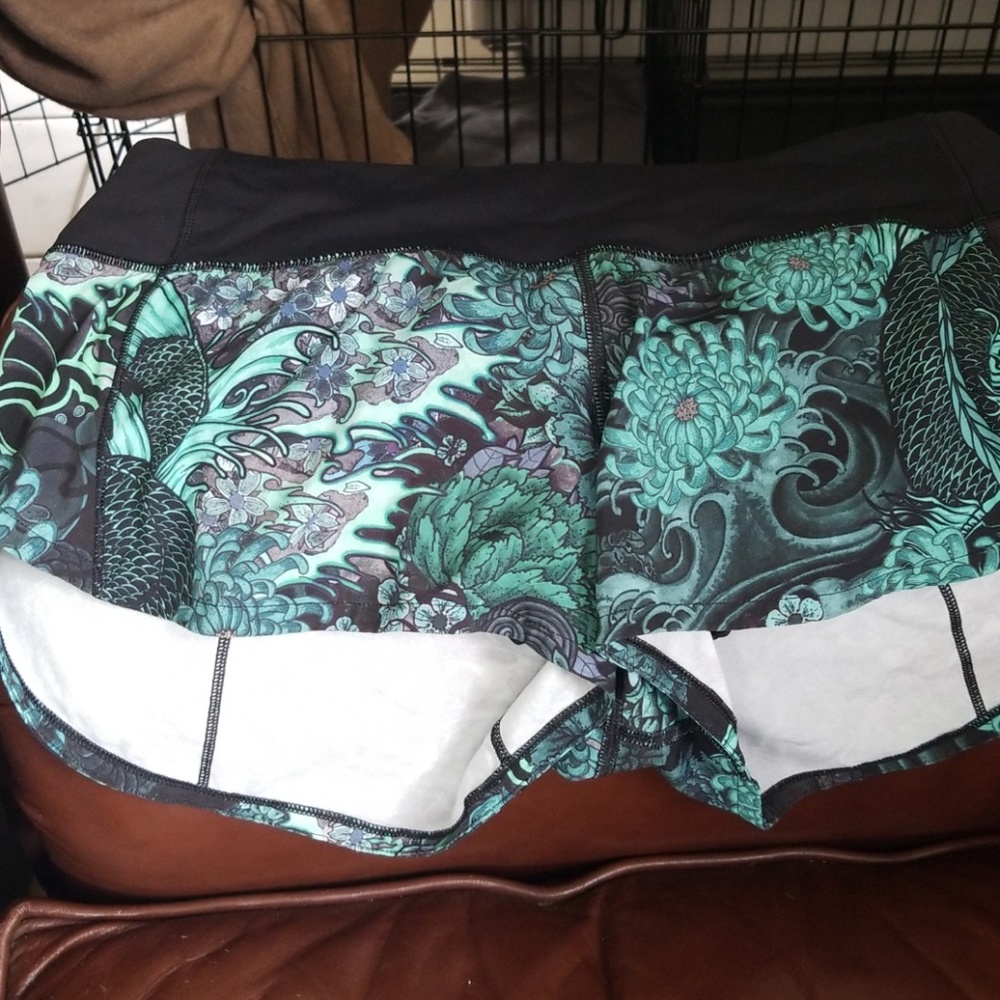 Floral Lululemon running shorts